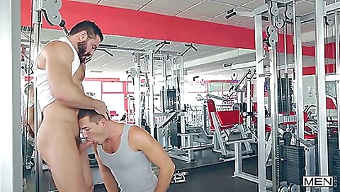 Amateur bodybuilder with a tattooed belly gets a blowjob