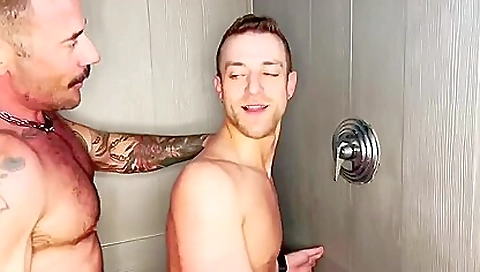Horny gay man with tattooed pussy gets his big cock fucked
