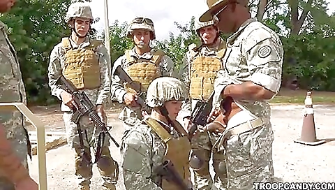 Brunette military uniform girl gets fucked in her ass