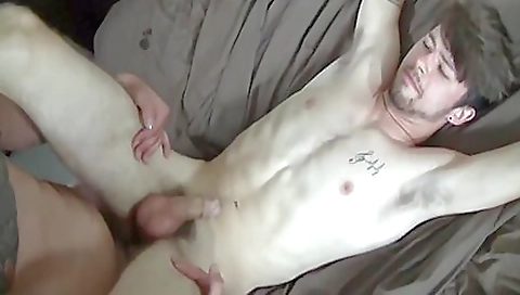 Tattooed teen in black lingerie showing her new skills