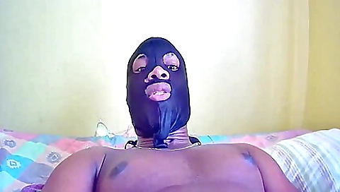 Amateur brunette masturbates and sucks a big black cock