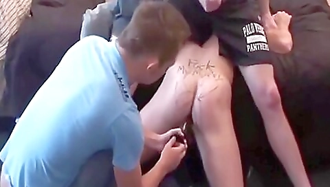 Amateur brunette with a large tattooed cunt getting fucked