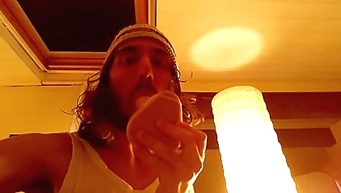 Hunk with a nice ass plays guitar and also plays with cock