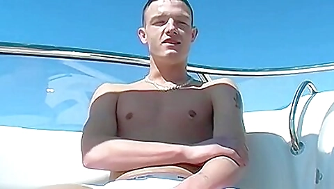 Sexy guy is jerking off on his boyfriend in the hot outdoor