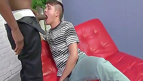 Huge big black cock deepthroat cumshot in interracial porn