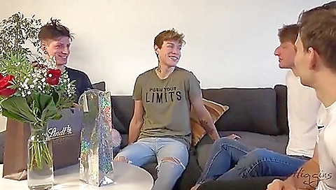 Busty brunette takes on two hard cocks at the same time