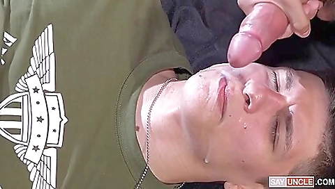 Military wives and husbands getting facialized in a group sex