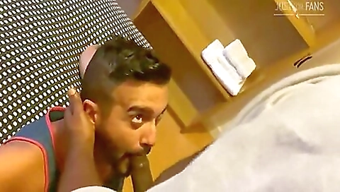 Big black cock giving a blowjob and getting deepthroat