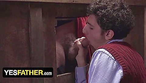 Mature oldy sucks dick and then fucks in the confession booth